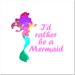 I'd rather be a Mermaid Inspired Silhouette Posters and Art